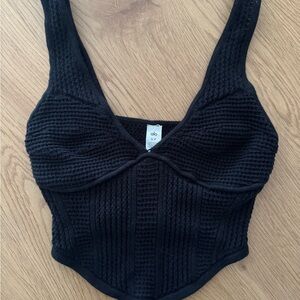 ALO Yoga Black Textured Crop Top